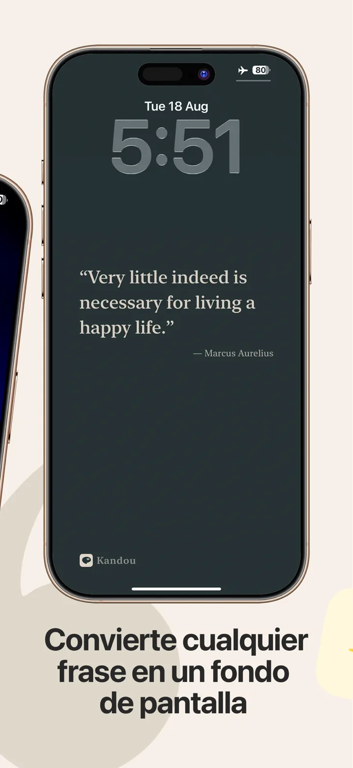 Convierte cualquier frase en un fondo de pantalla: una frase de Marco Aurelio guardada como fondo de la pantalla de bloqueo del iPhone.