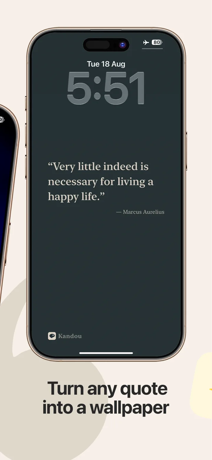 Turn any quote into a wallpaper: a Marcus Aurelius quote saved as an iPhone Lock Screen wallpaper.
